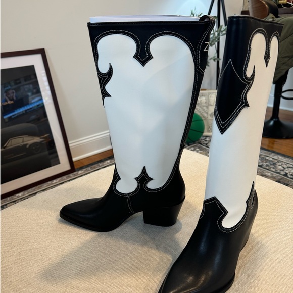 Zodiac Women’s Dawson Western Tall Boots in Black & White Size 9 - Picture 4 of 8